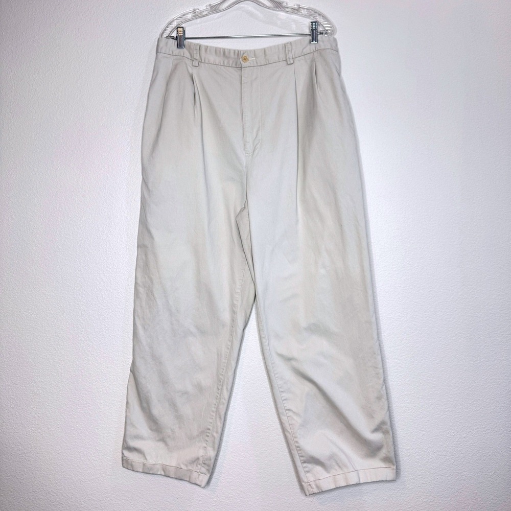 Vtg BANANA REPUBLIC Smithfield Corduroy Mens Pants 36x30 Off White Cuffed Pleats